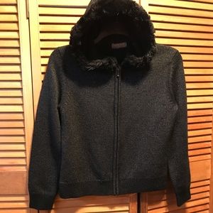Kate Hill Black w/Silver Sparkles Hooded Sweater